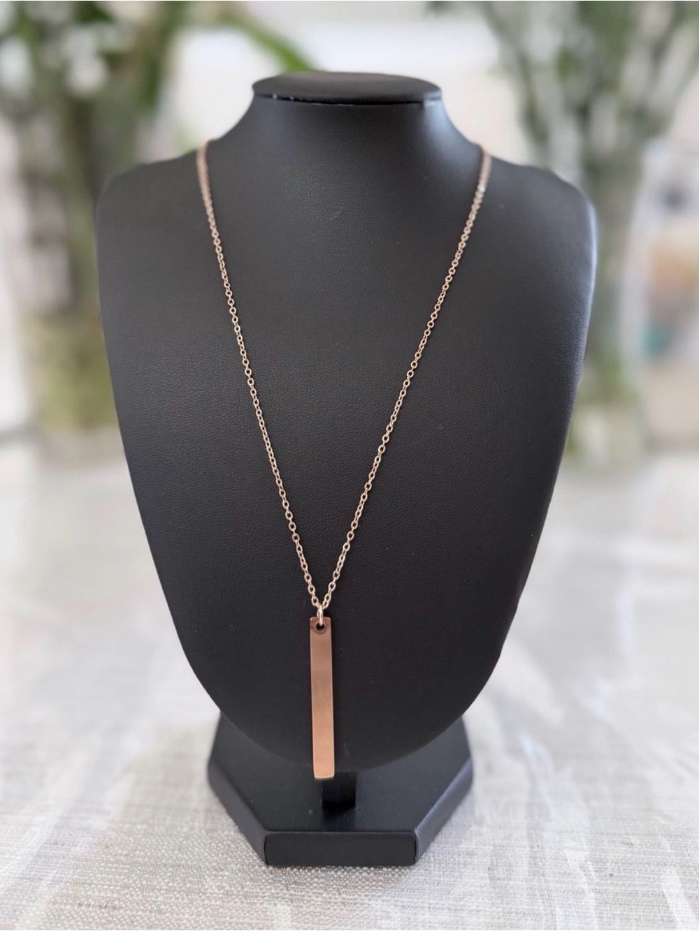 Plunder Rose Gold Vertical Bar Necklace